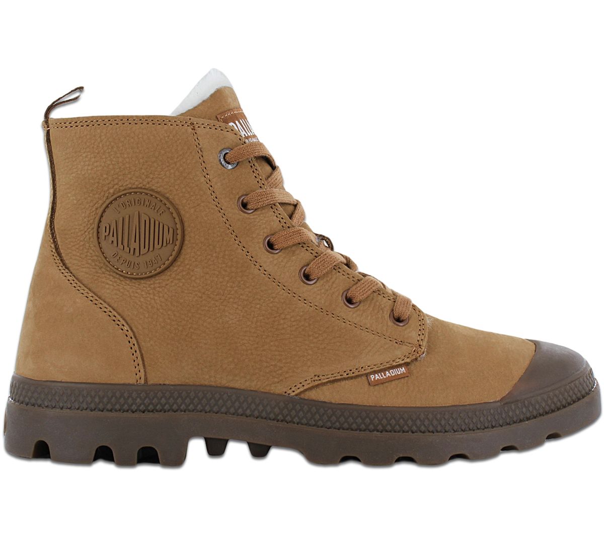 PALLADIUM Pampa HI ZIP WL - Herren Winter Stiefel Gefüttert Leder Braun 05982-257-M