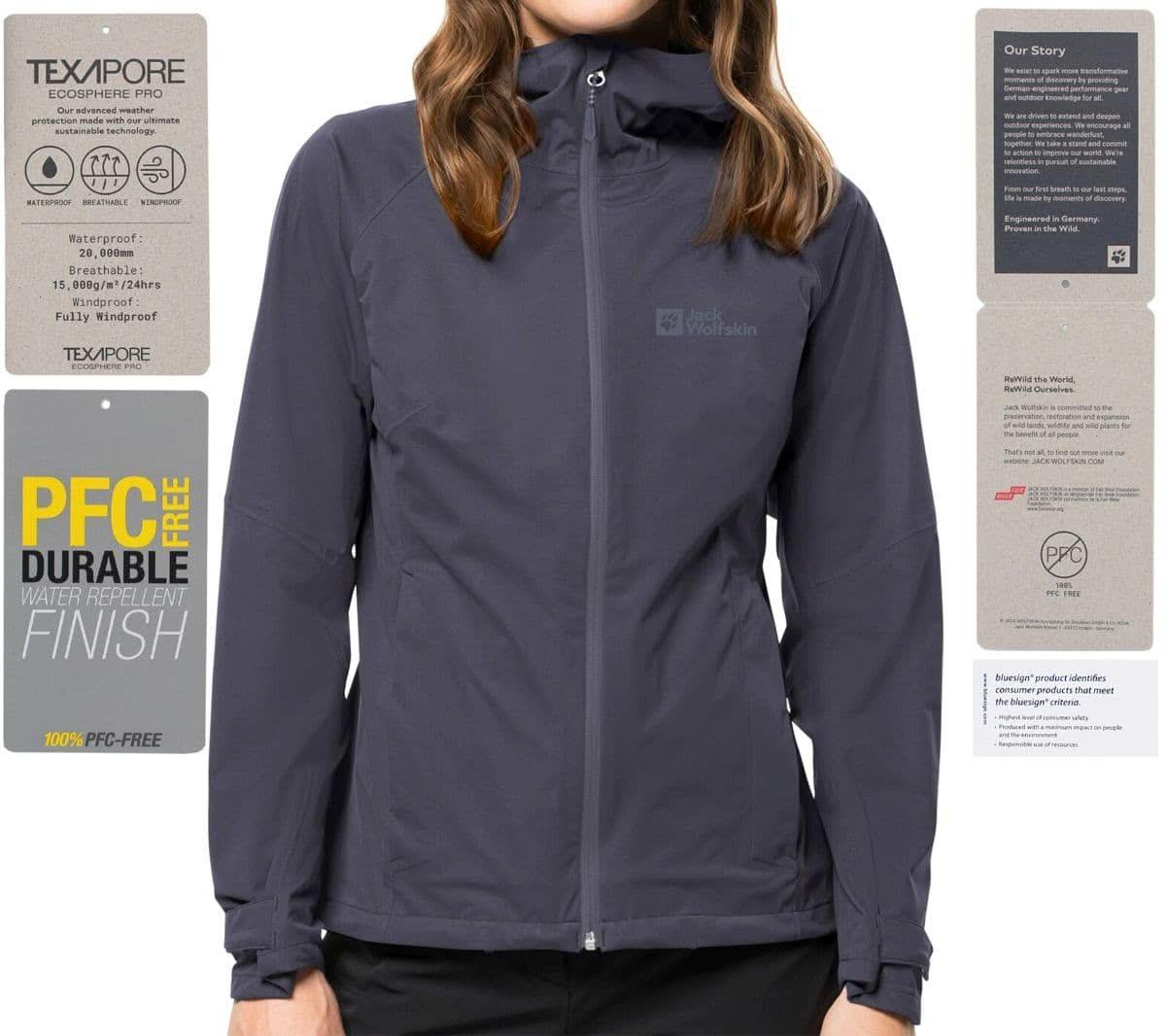 Jack Wolfskin Highest Peak Jacket W - Damen Regenjacke Wetterschutzjacke Grau 1115121 - 13888 - Brandstyle24
