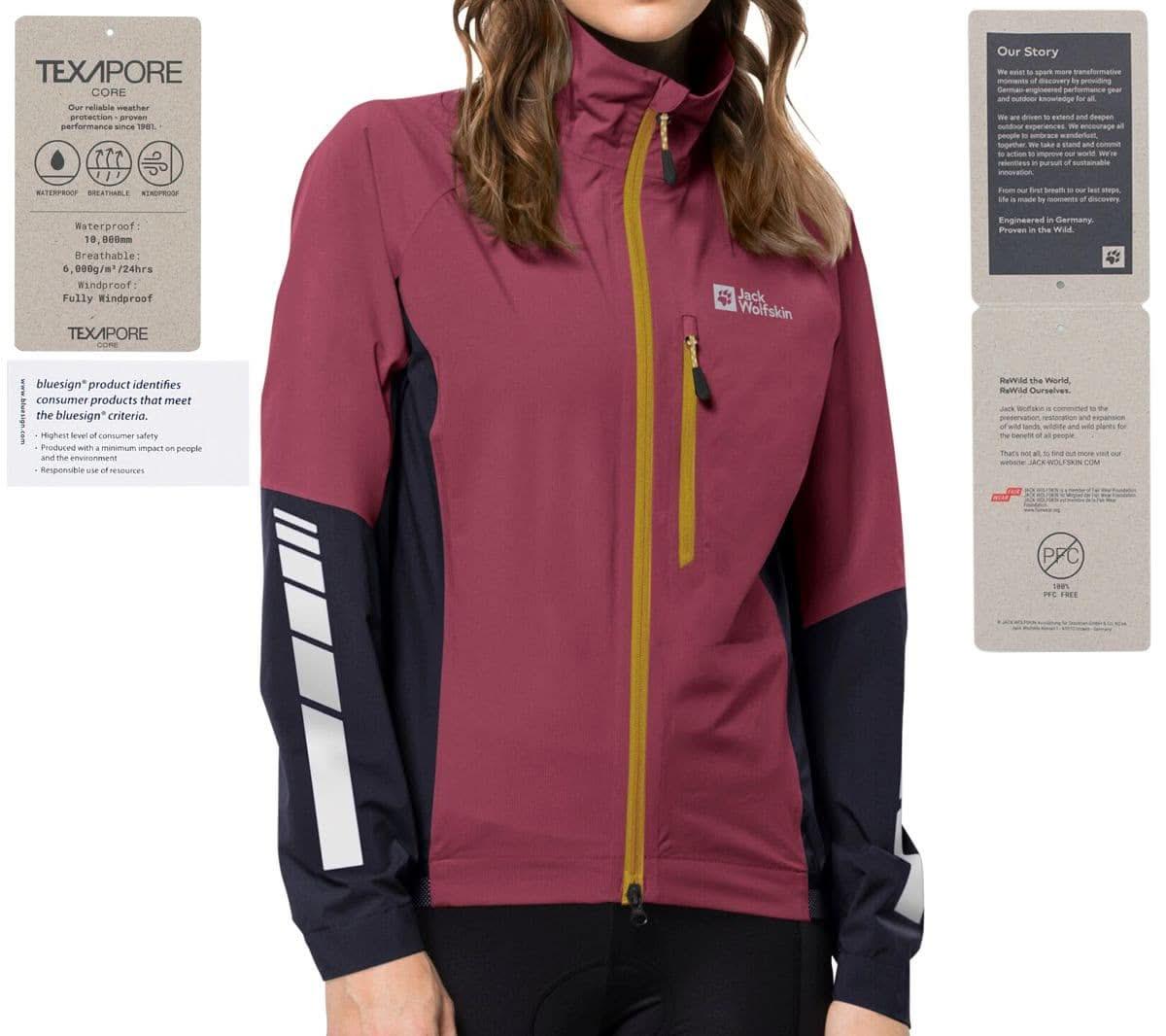 Jack Wolfskin Morobbia 2.5l Jkt W - Damen Fahrrad Regenjacke Jacke Rot 1115561 - 2198 - Brandstyle24