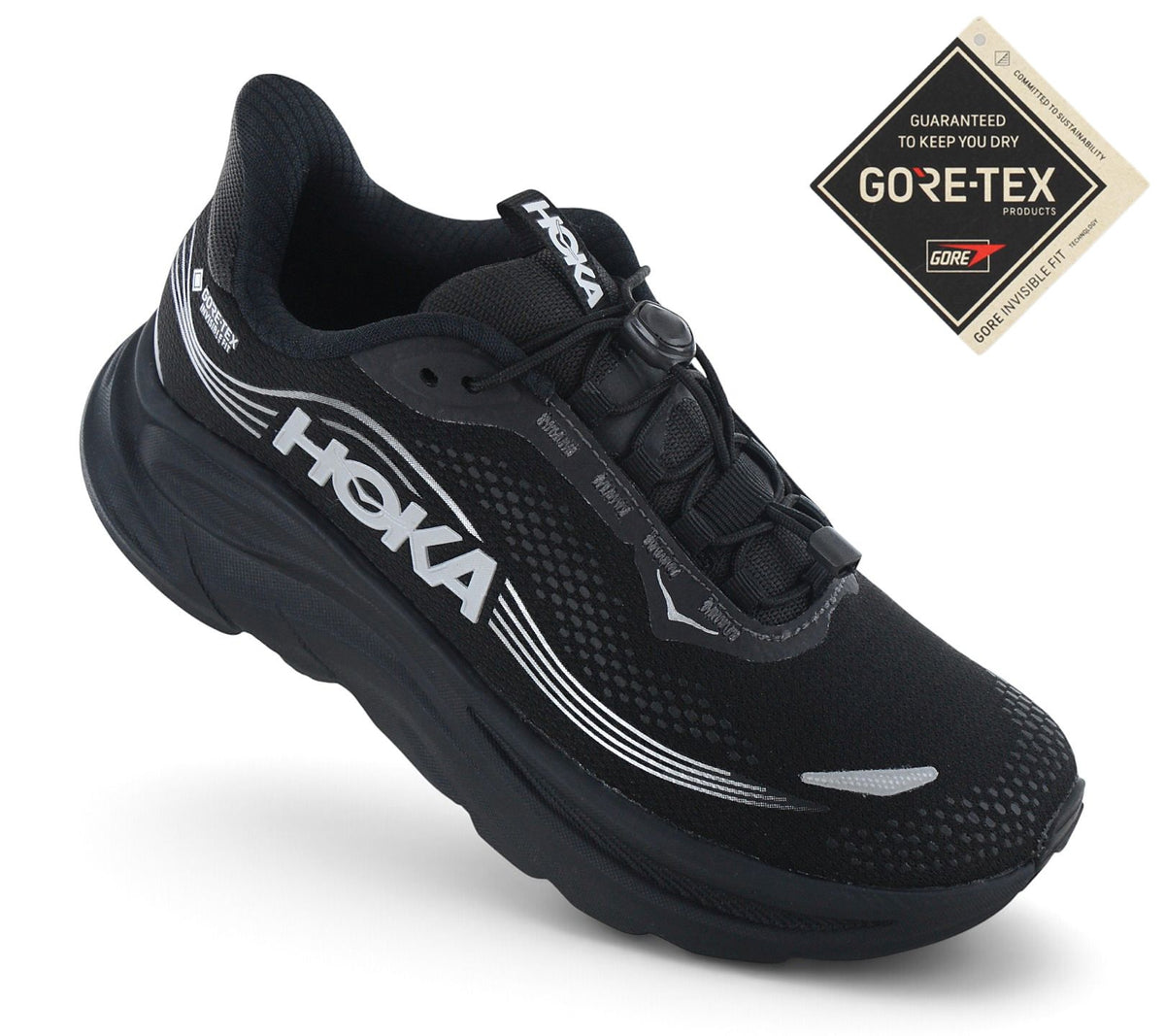 HOKA Clifton 11 GTX Gore-Tex - Damen Laufschuhe Wasserdicht Schwarz 1176575-BBLC