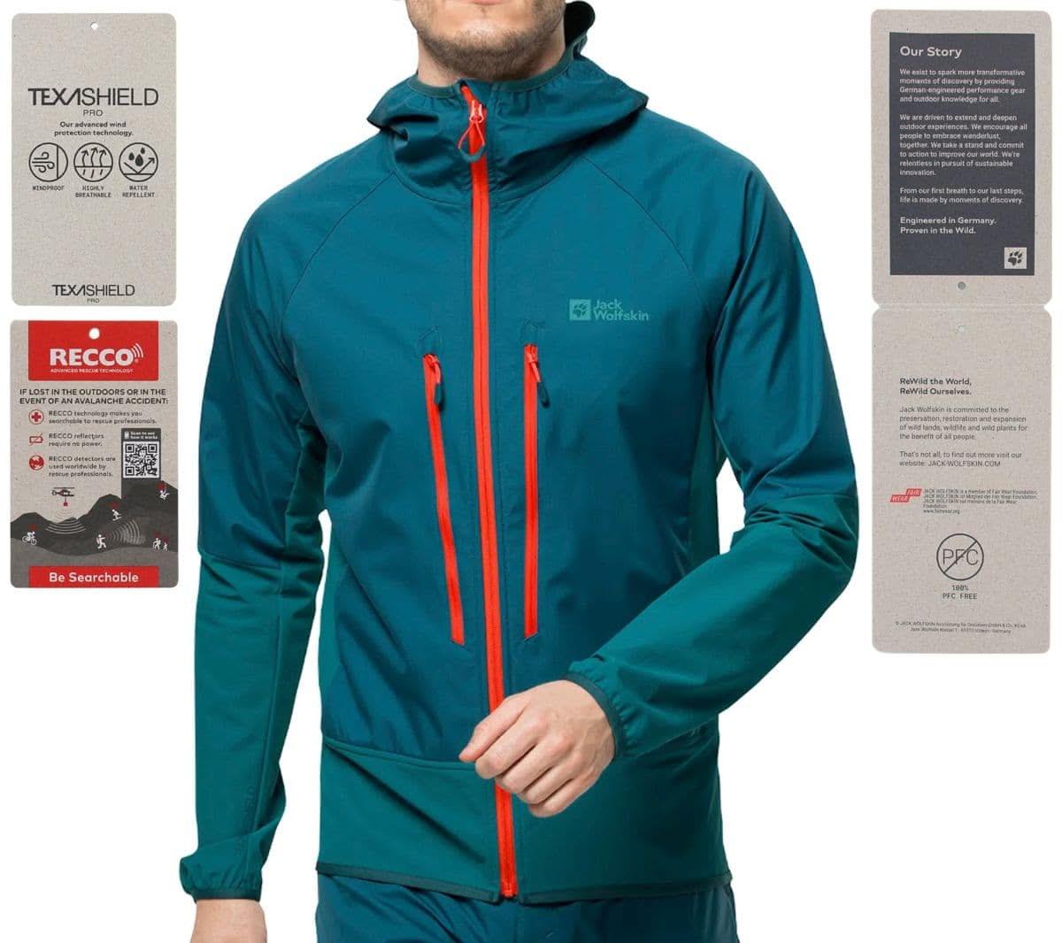 Jack Wolfskin Alpspitze Hoody M - Herren Skitouren Softshelljacke Blau 1307371 - 4133 - Brandstyle24