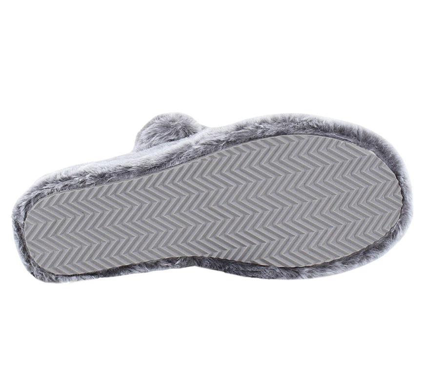 Skechers Cosy Wedge - Mujer Slip-on Hausschuhe Sandale Kunstfell Grau 167238-GRY