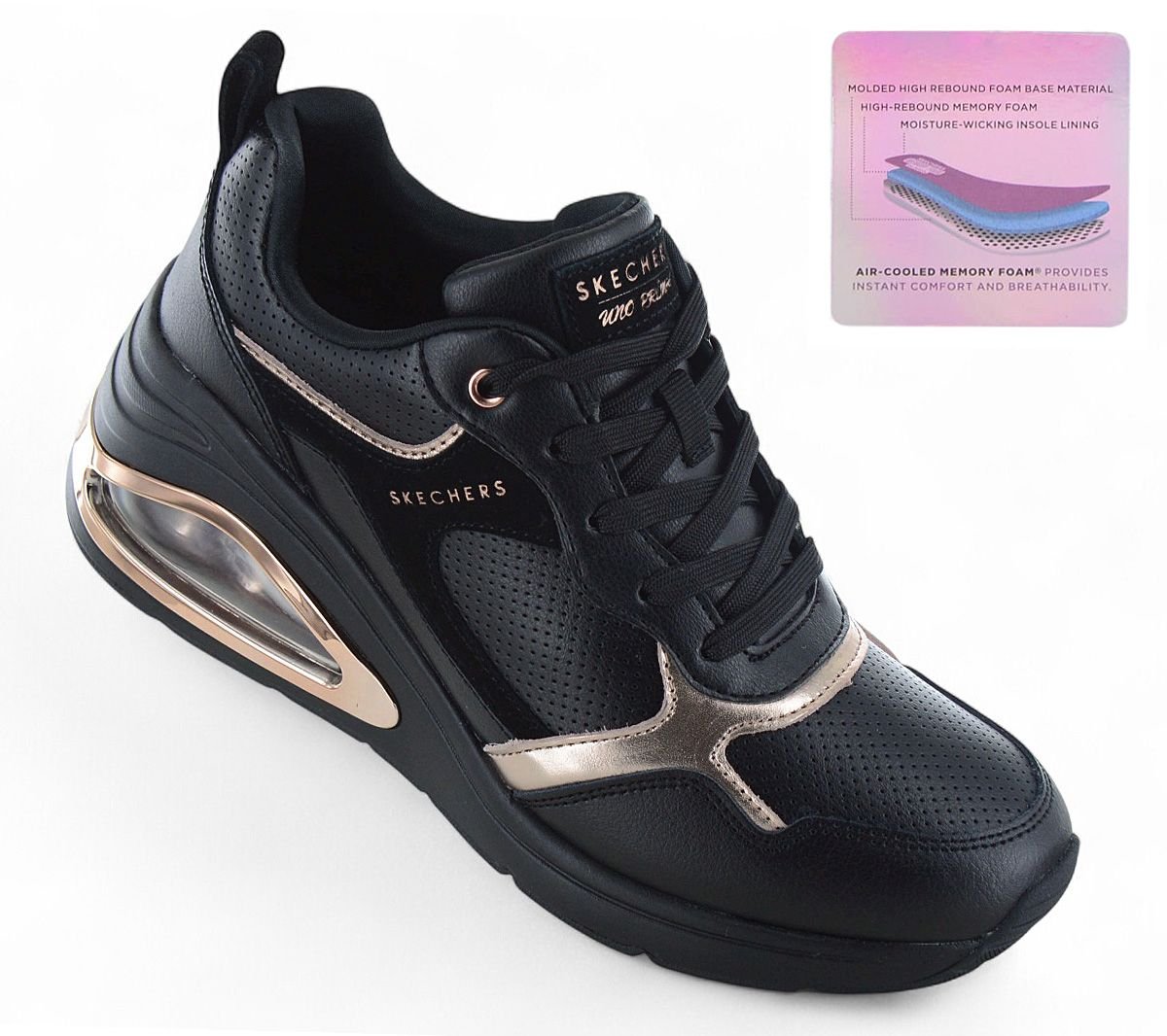 SKECHERS UNO Prima - Starlet - Damen Sneakers Schuhe Schwarz 177810 - BBK - Brandstyle24