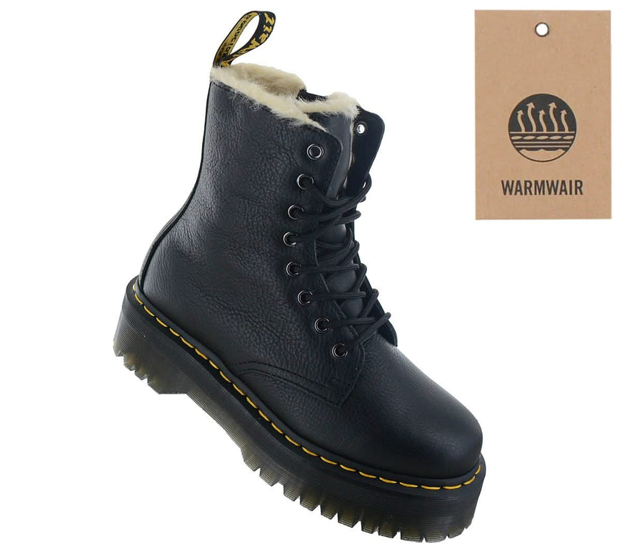 DR. DOC MARTENS JADON bottes à plateforme - bottes d'hiver pour femmes doublées de cuir noir 25637001 doublure en fausse fourrure