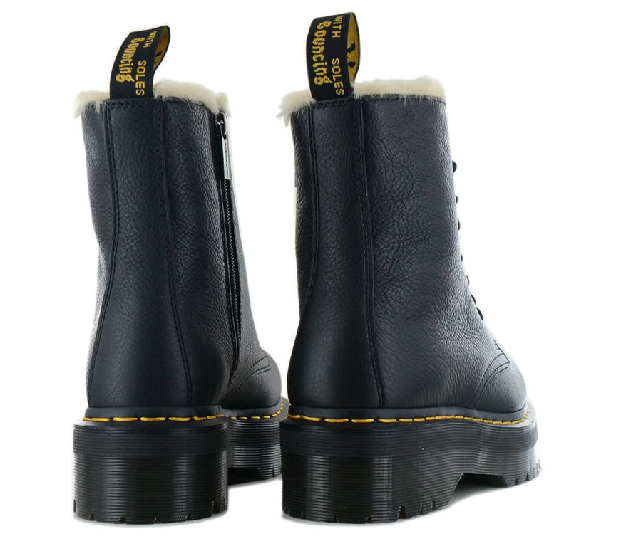 DR. DOC MARTENS JADON bottes à plateforme - bottes d'hiver pour femmes doublées de cuir noir 25637001 doublure en fausse fourrure