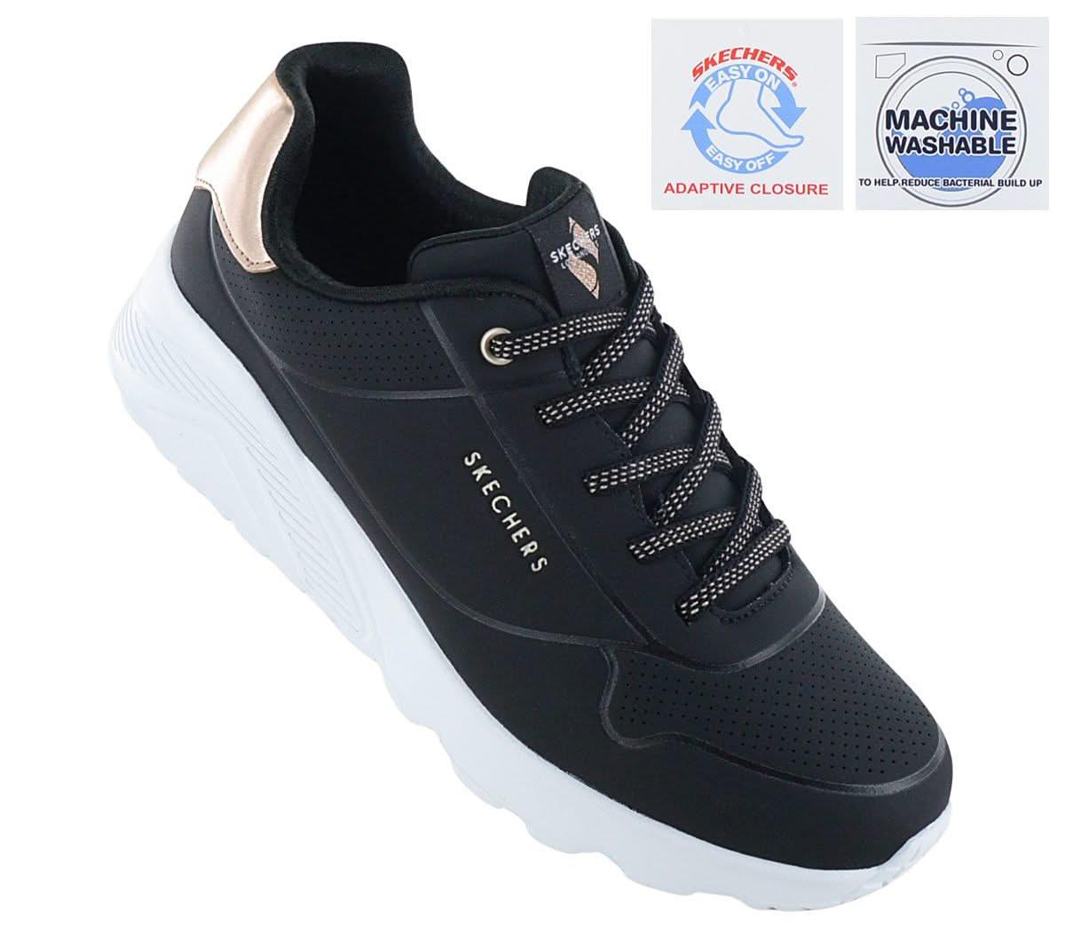 Skechers Uno Lite Metallic Mode Women's Sneakers Shoes Black 31038