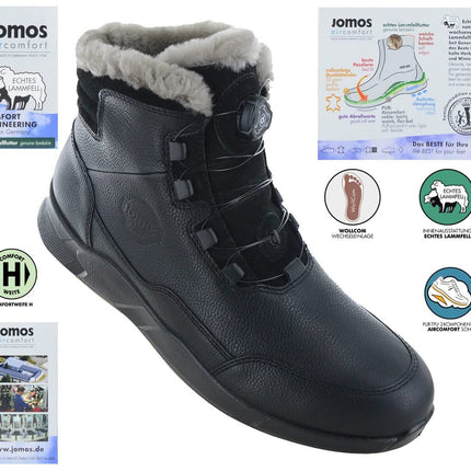 JOMOS Akzent - Herren Winter Stiefel mit Lammfell Gefüttert in Leder Schwarz 325507