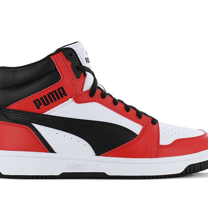 Puma Rebound V6 Mid - Chaussures de basket-ball pour hommes Blanc-Rouge 392326-04