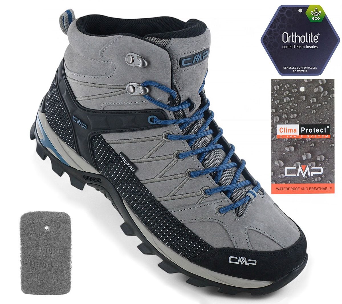 CMP Rigel Mid WP Waterproof - Herren Wanderschuhe Trekking Schuhe Leder Grau 3Q12947 - P535 - Brandstyle24