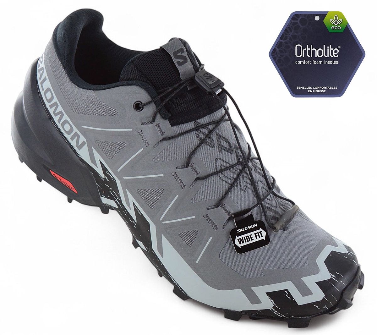 Salomon Speedcross 6 WIDE - Herren Trail-Running Schuhe Laufschuhe Grau 417441