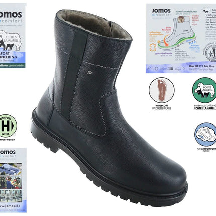 JOMOS Alpina 456504 - Herren Winter Stiefel mit Lammfell Gefüttert in Leder Schwarz