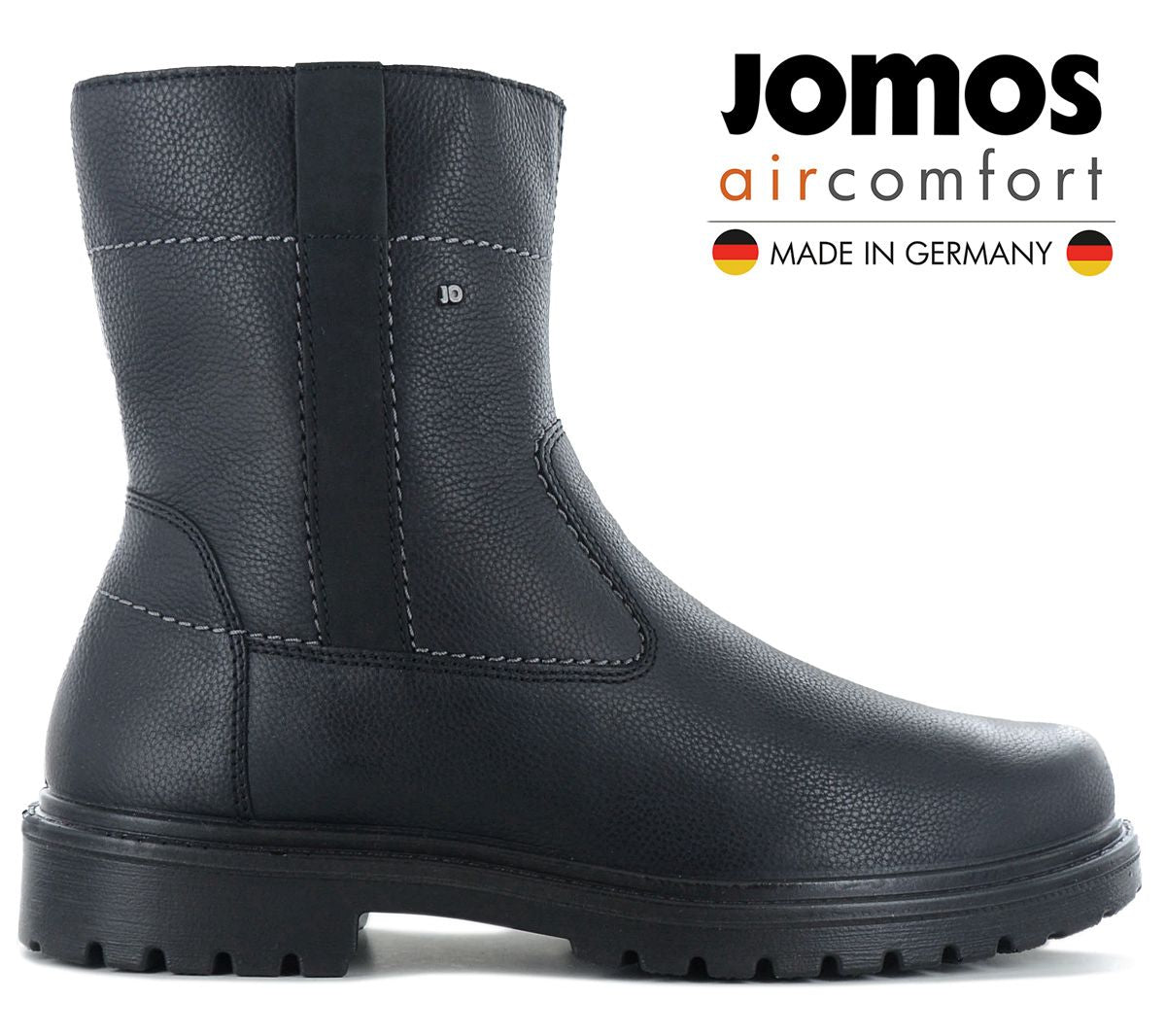 JOMOS Alpina Boots - Herren Winter Stiefel mit Lammfell Gefüttert - Leder Schwarz 456504-354-000