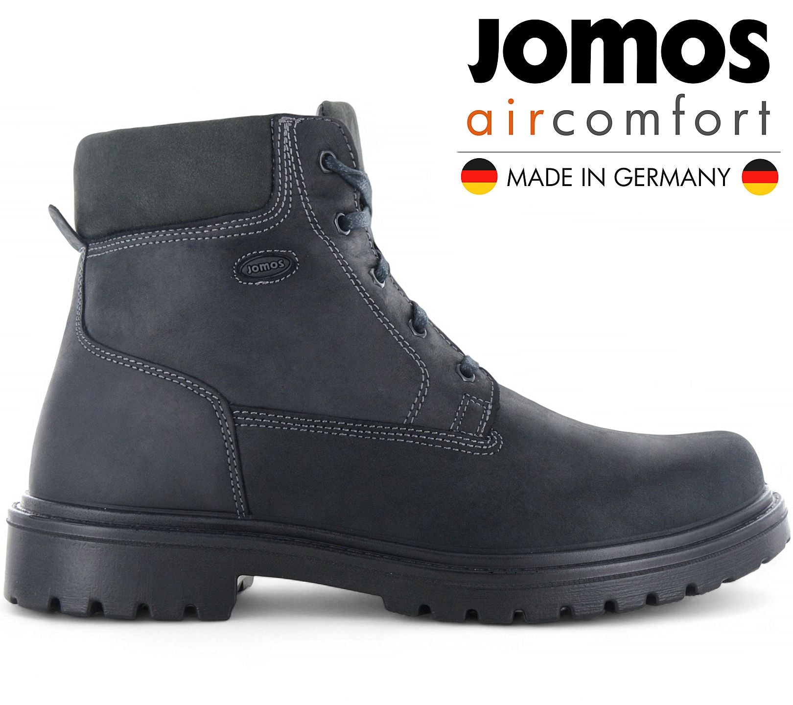 JOMOS Alpina Boots - Herren Winter Stiefel mit Lammfell Gefüttert - Leder Schwarz 456510-430-0044