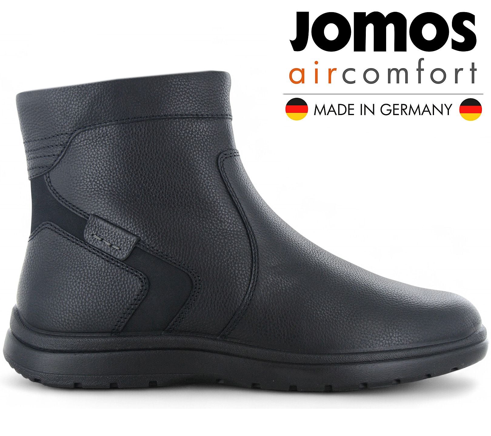 JOMOS Atlanta Boots - Herren Winter Stiefel mit Lammfell Gefüttert - Leder Schwarz 464504-373-000
