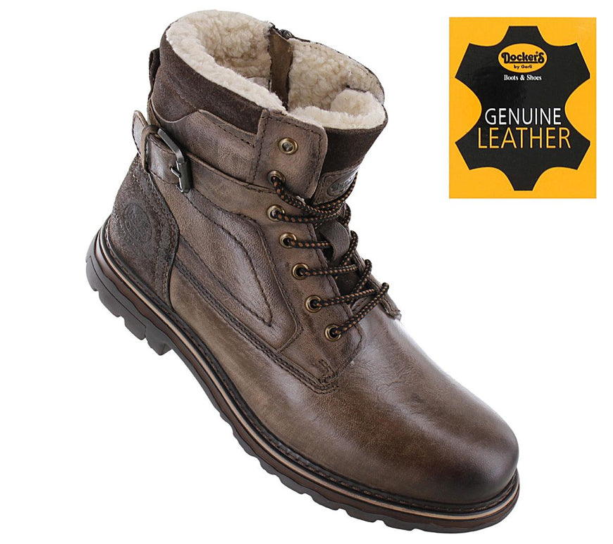 DOCKERS by Gerli Boots - Bottes d'hiver pour hommes doublées en cuir marron 51GL102-140300