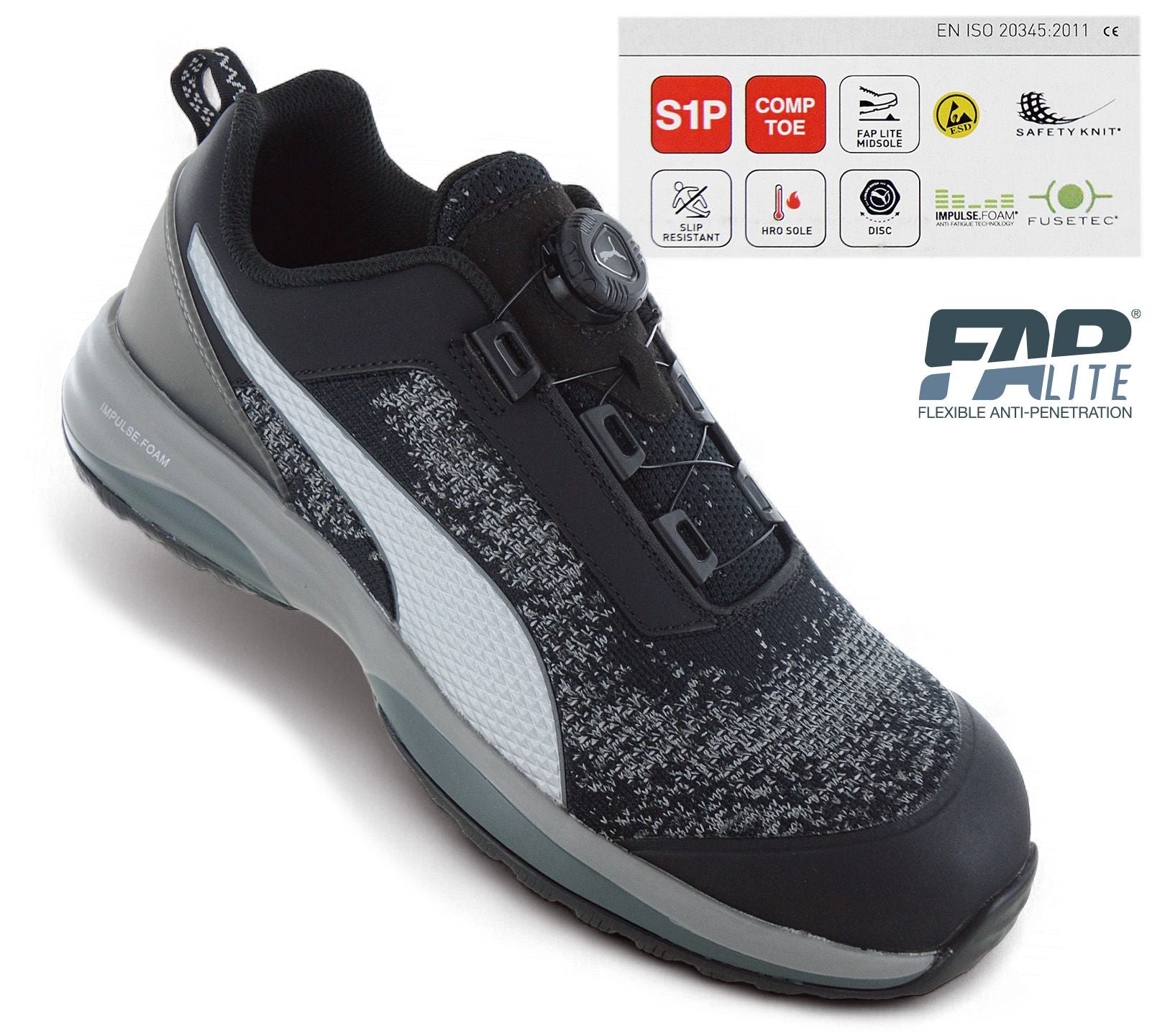 PUMA SAFETY Charge Siyah Disc Low S1P - Erkek Güvenlik Ayakkabısı