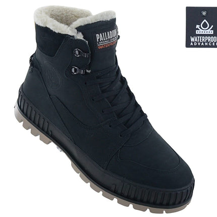 PALLADIUM PallaShock Warm WP Impermeabile - Stivali invernali da uomo Stivali foderati in pelle Neri 74351-008-M