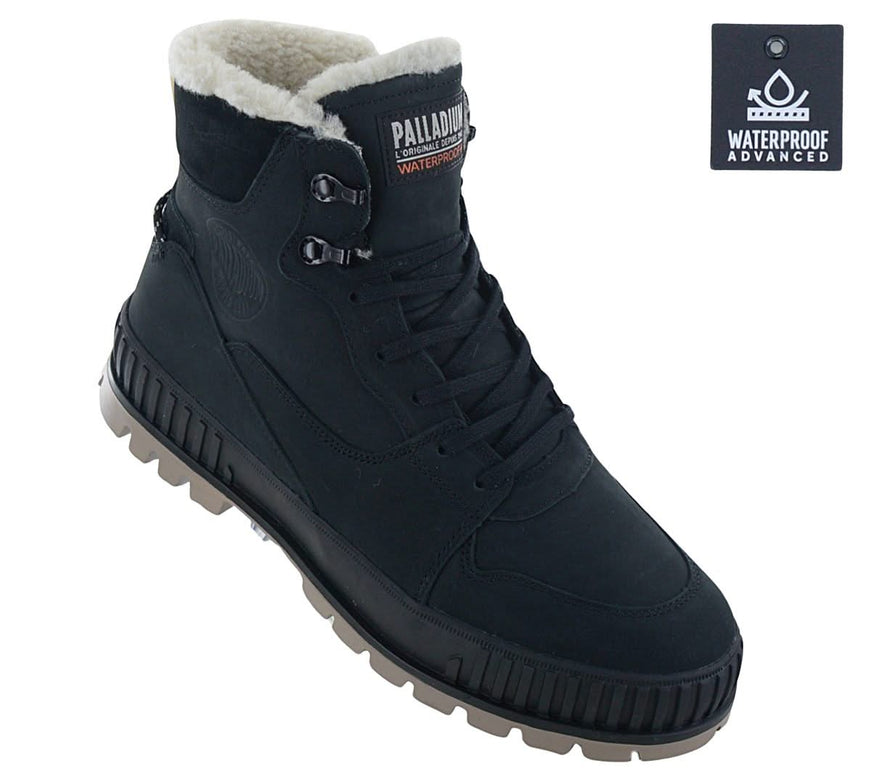 PALLADIUM PallaShock Warm WP Impermeabile - Stivali invernali da uomo Stivali foderati in pelle Neri 74351-008-M