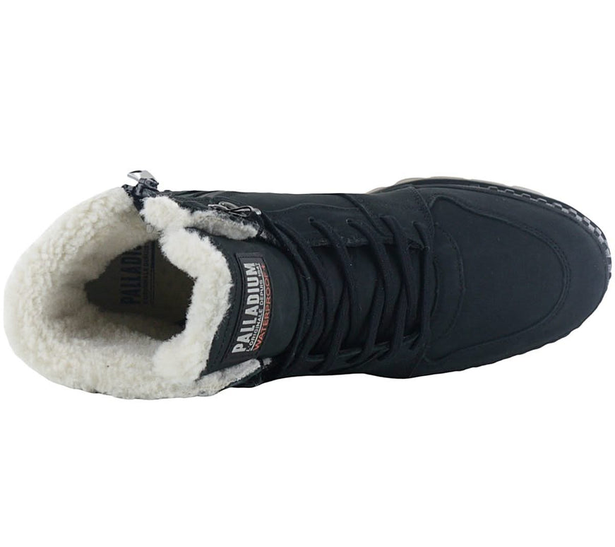 PALLADIUM PallaShock Warm WP Impermeabile - Stivali invernali da uomo Stivali foderati in pelle Neri 74351-008-M