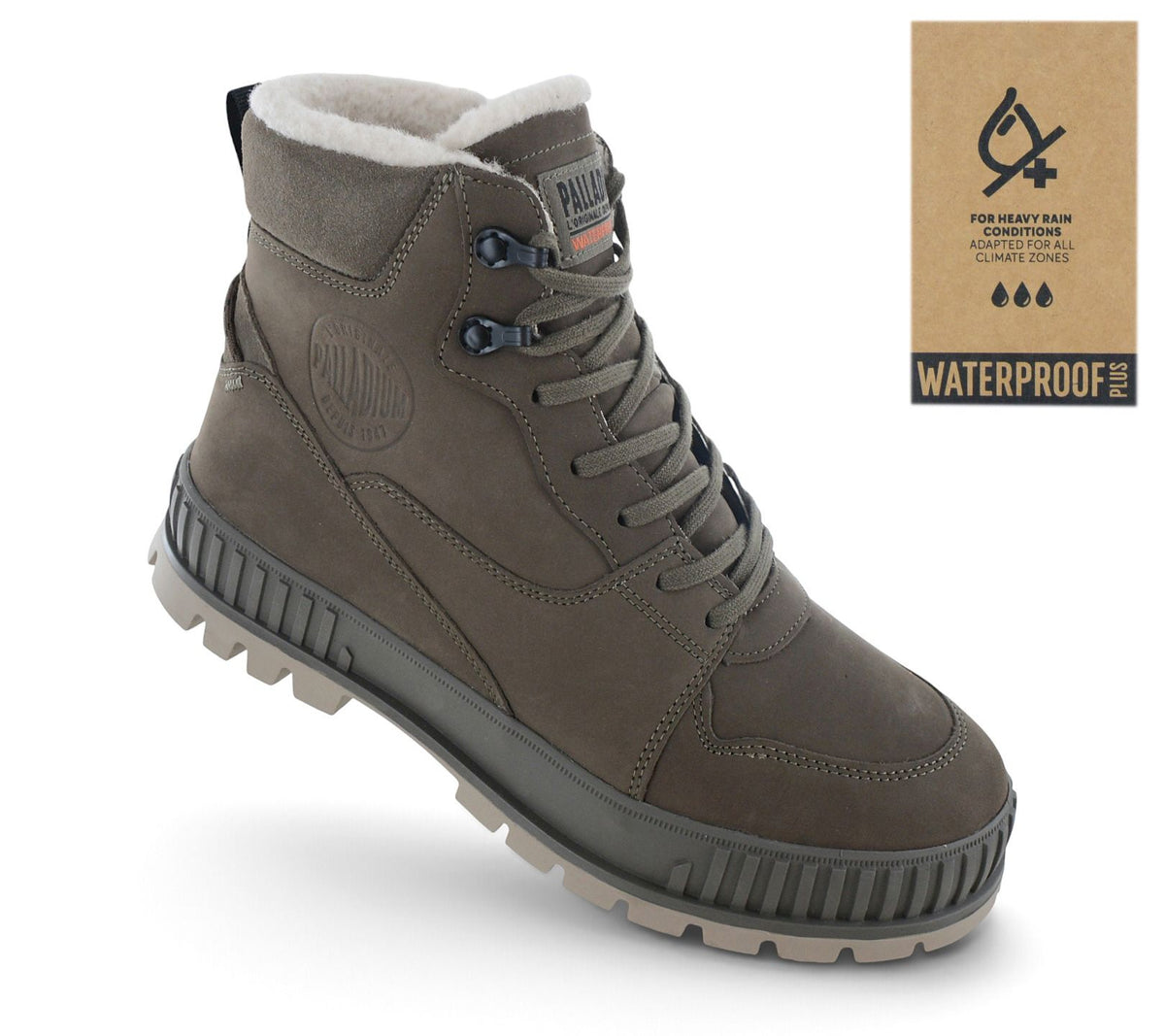 Palladium Pallashock Warm WP - Herren Winter Stiefel Gefüttert Grün 74351-282-M
