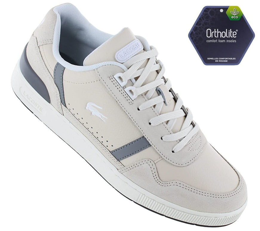 LACOSTE T-CLIP - Men's Sneakers Shoes Leather Beige 747SMA00672B7