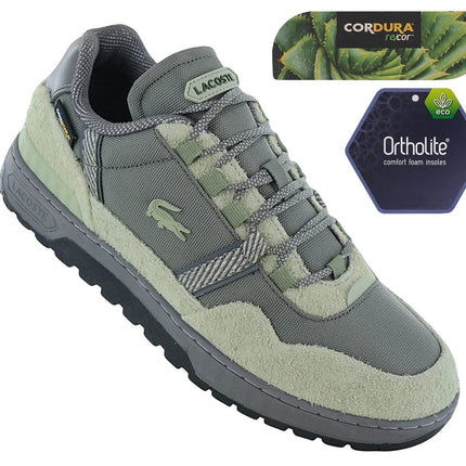 LACOSTE T-Clip Winter Low 224 - Scarpe da ginnastica invernali da uomo Cordura Grigio-Verde 748SMA0037LG5