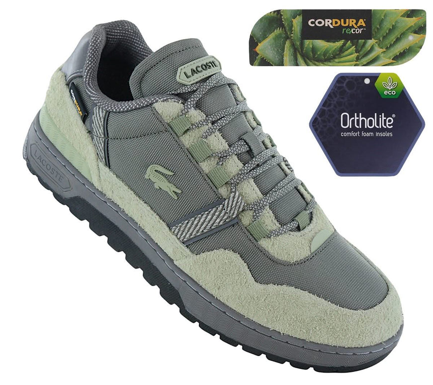 LACOSTE T-Clip Winter Low 224 - Scarpe da ginnastica invernali da uomo Cordura Grigio-Verde 748SMA0037LG5