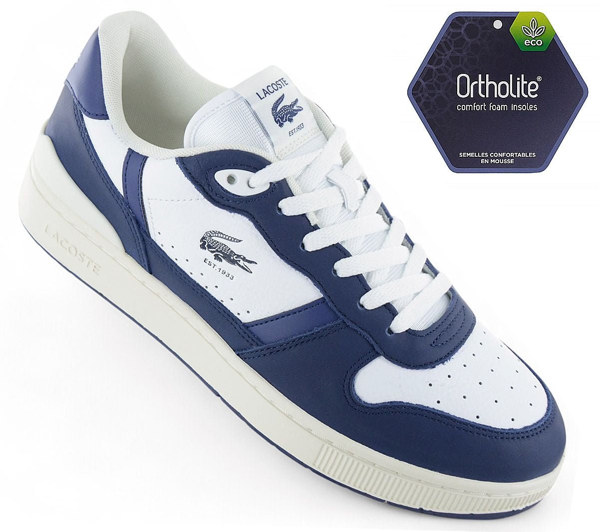 LACOSTE T - Clip Set 224 - Herren Sneakers Schuhe Leder Weiß - Blau 748SMA0042042 - Brandstyle24