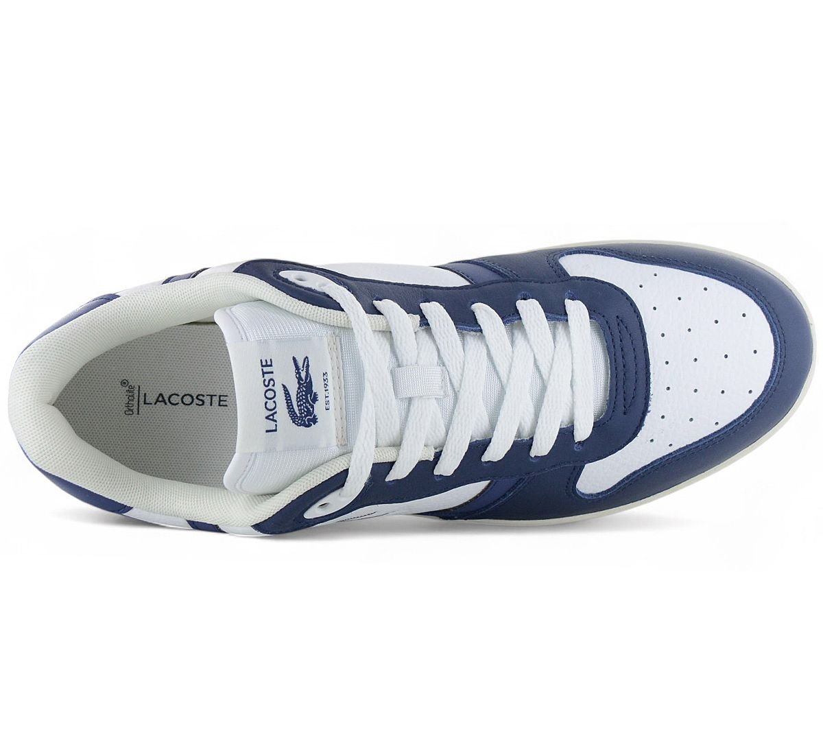 LACOSTE T - Clip Set 224 - Herren Sneakers Schuhe Leder Weiß - Blau 748SMA0042042 - Brandstyle24