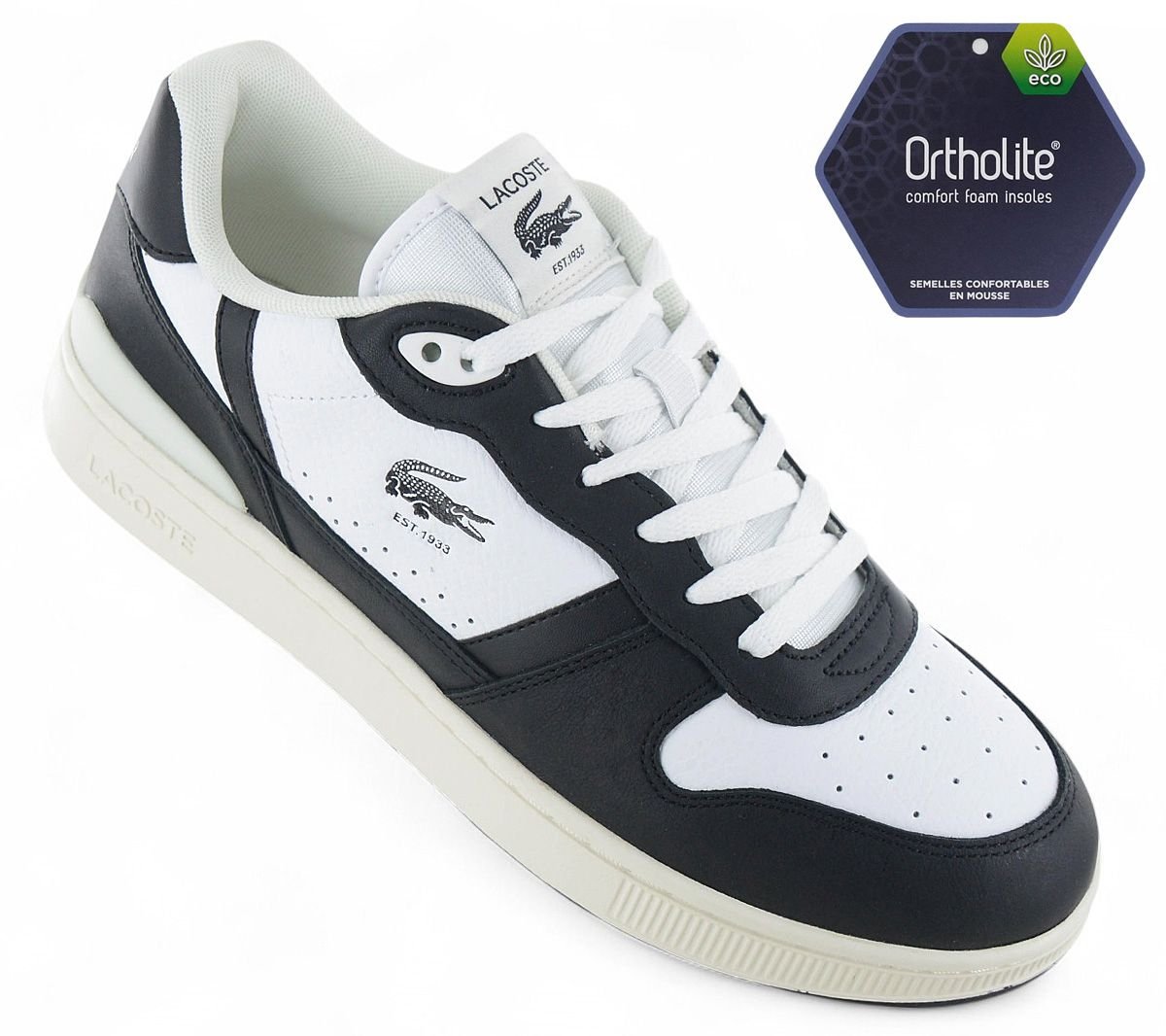 LACOSTE T-Clip Set 224 - Erkek Spor Ayakkabıları Beyaz-Siyah 748SMA004