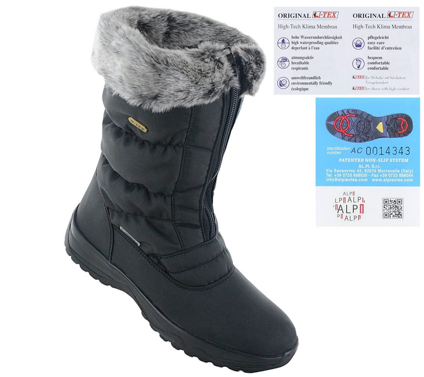 Lackner Kitzbühel Olga TX - bottes d'hiver pour femmes avec pointes intégrées 7600 noir