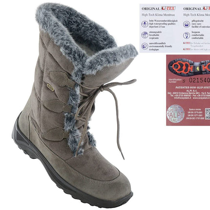 Lackner Kitzbühel Renate TX - Damen Winter Stiefel mit integrierten Spikes 7606 Taupe