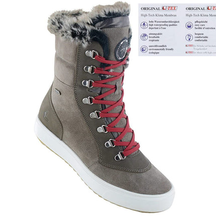 Lackner Kitzbühel Daisy TX - Damen Winter Stiefel Gefüttert Leder Boots 7842 Taupe