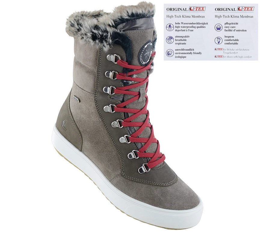 Lackner Kitzbühel Daisy TX - Damen Winter Stiefel Gefüttert Leder Boots 7842 Taupe