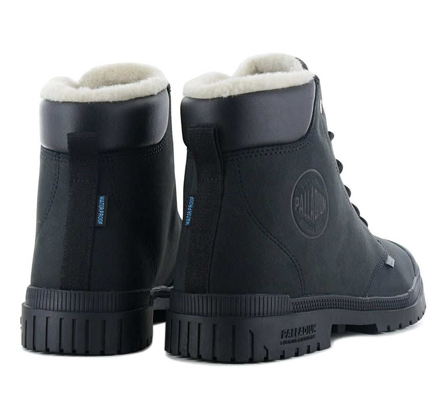 PALLADIUM Pampa SP20 CUFF Pelle WP WL Impermeabile - Stivali invernali da uomo Stivali foderati Neri 79067-008-M