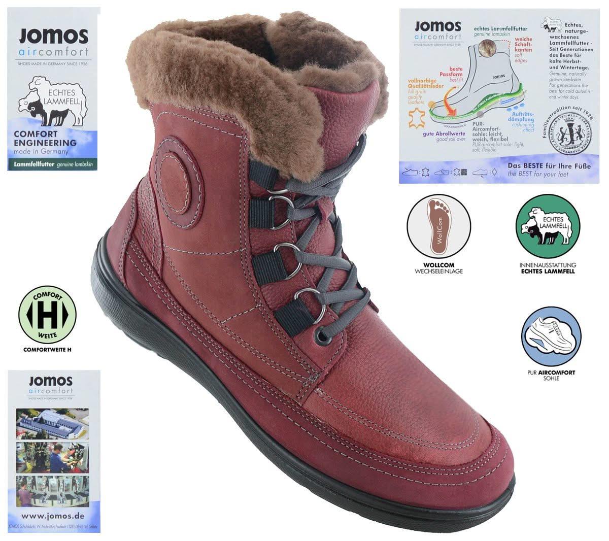 JOMOS Freewalk 806501 - Damen Winter Stiefel mit Lammfell Gefüttert in Leder Rot - Brandstyle24