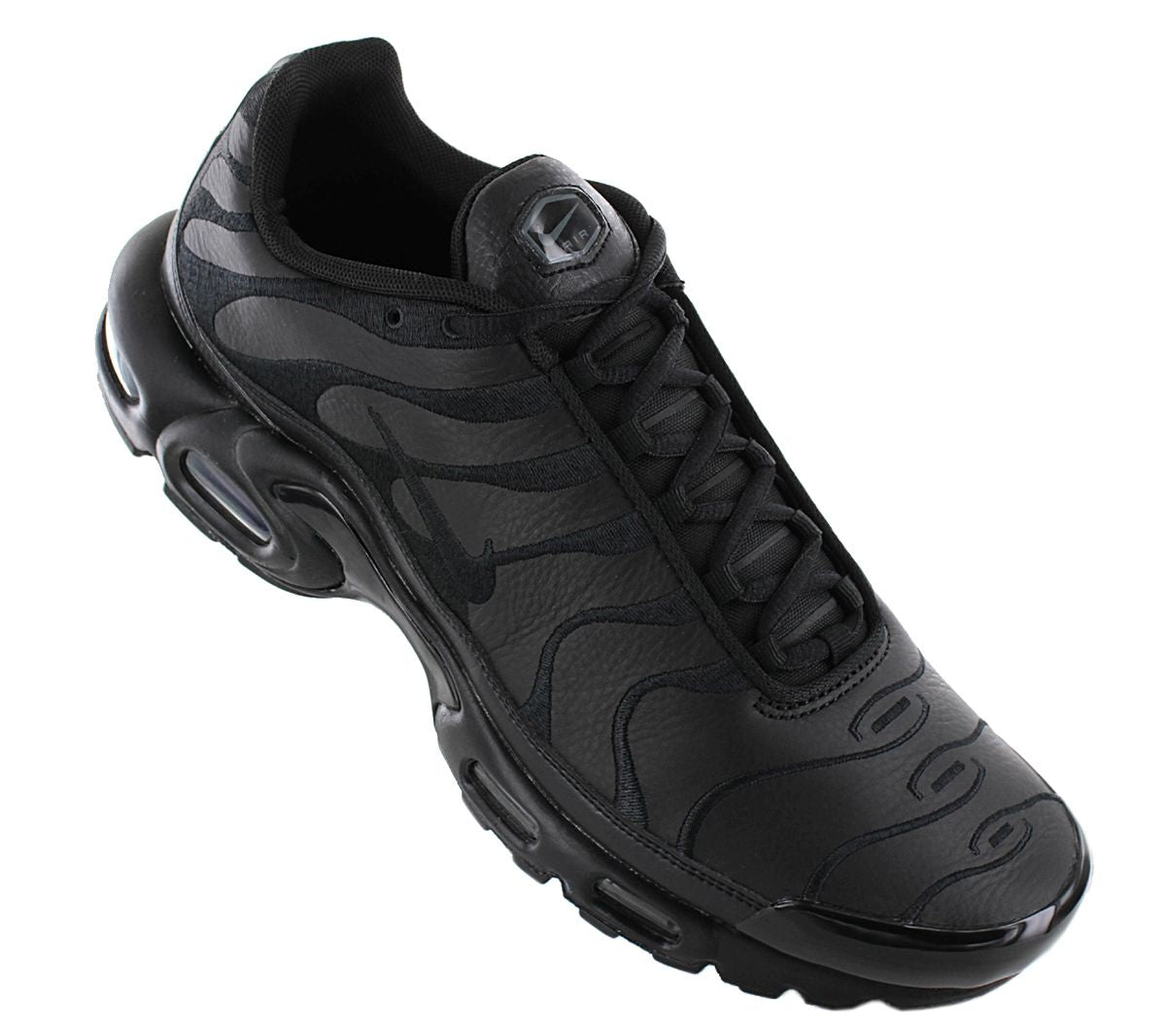 Nike Air Max Plus TN Leather - Triple Black - Herren Sneakers Schuhe Schwarz AJ2029 - 001 - Brandstyle24