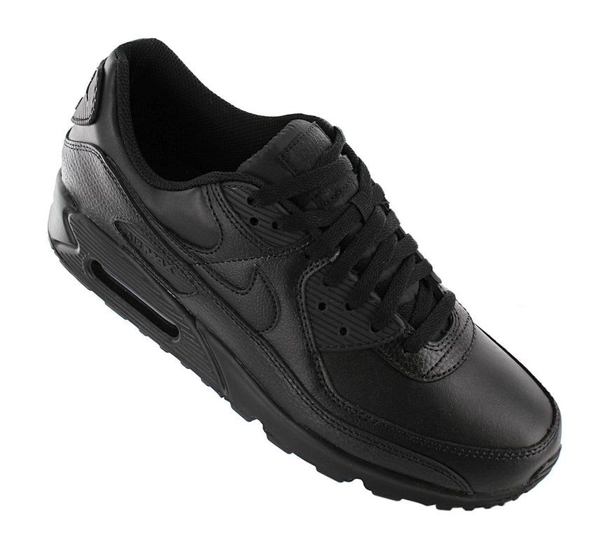 Nike Air Max 90 Leather - Herren Sneakers Schuhe Leder Triple-Black CZ5594-001