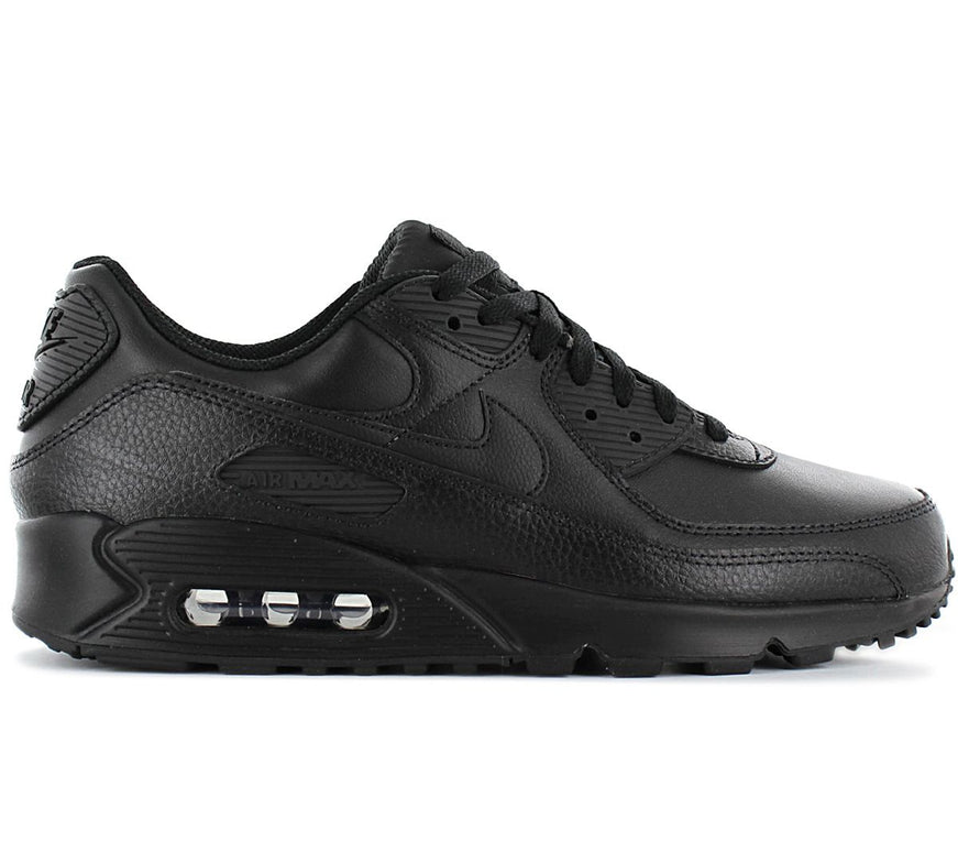 Nike Air Max 90 Leather - Herren Sneakers Schuhe Leder Triple-Black CZ5594-001