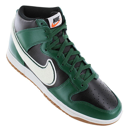 Nike Dunk High Retro University - Chenille Swoosh - Men's Shoes Leather Black-Green DR8805-001