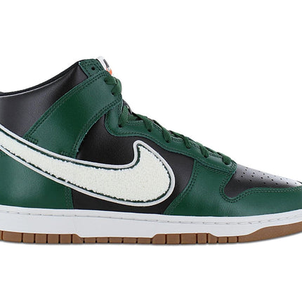 Nike Dunk High Retro University - Chenille Swoosh - Men's Shoes Leather Black-Green DR8805-001