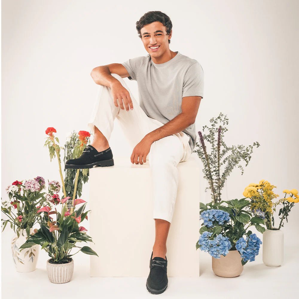 NAE Vegan Shoes DARIO - Herren Bootsschuh Schuhe Schwarz - Hergestellt in Portugal - Brandstyle24