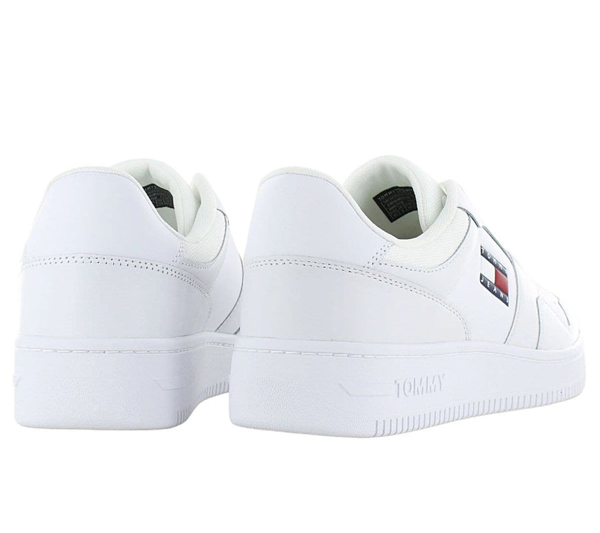 Tommy Hilfiger Jeans Retro Basket ESS - Chaussures Homme Cuir Blanc EM0EM00955-YBR