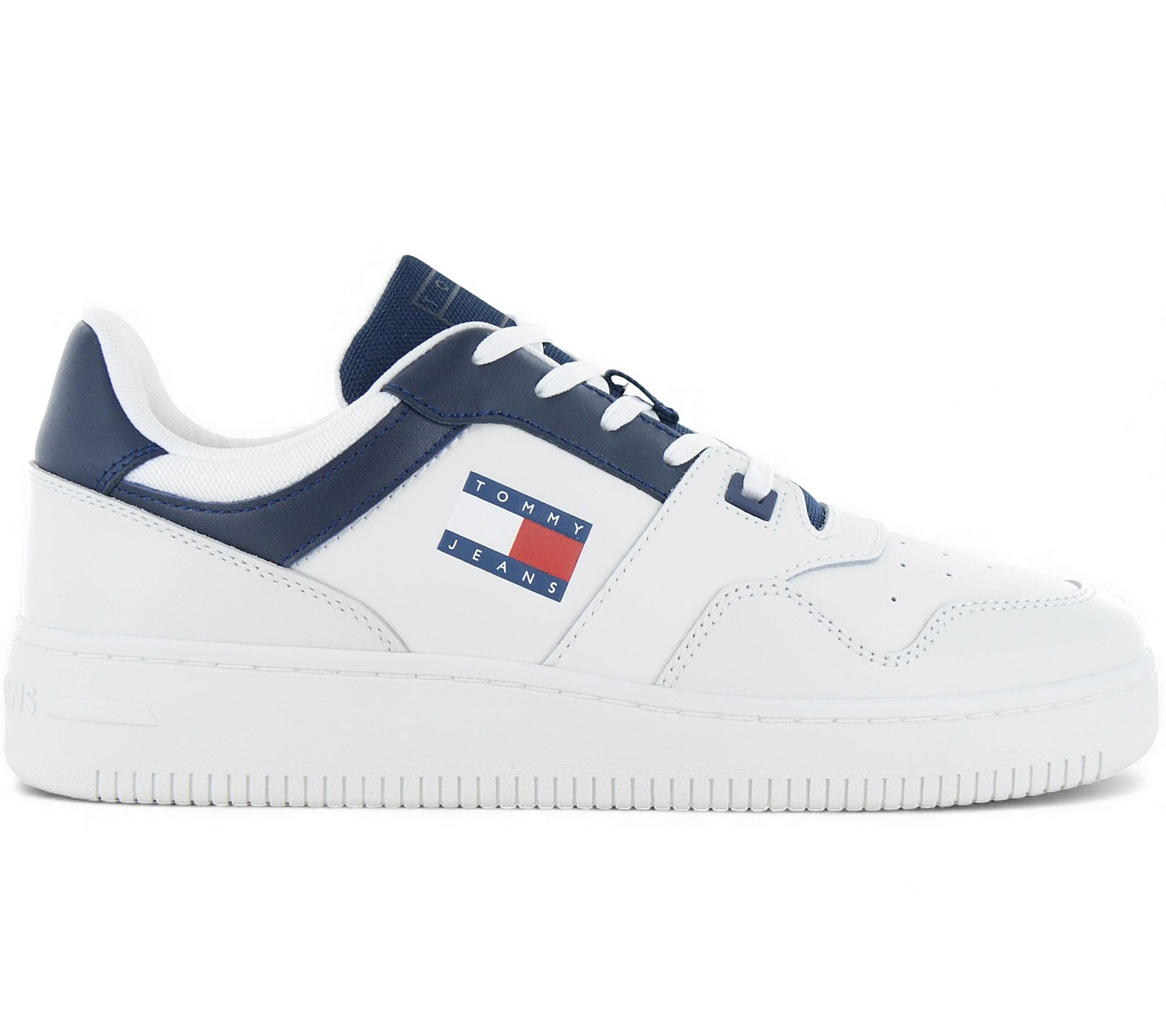 Tommy Hilfiger Retro Basket Essential - Herren Sneakers Schuhe Leder Weiß EM0EM01395-DW4