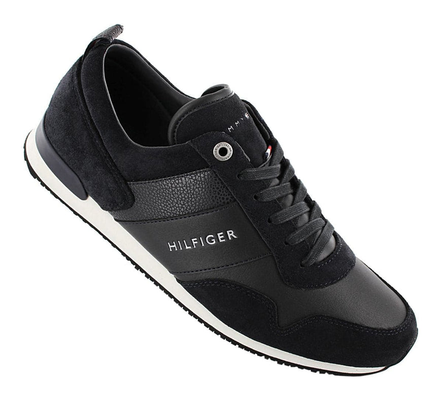 Tommy Hilfiger Iconic Leather Suede Mix Runner - Zapatos Hombre Negro FM0FM00924-403