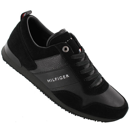 Tommy Hilfiger Iconic Leather Suede  - Herren Sneakers Schuhe Schwarz FM0FM00924-990