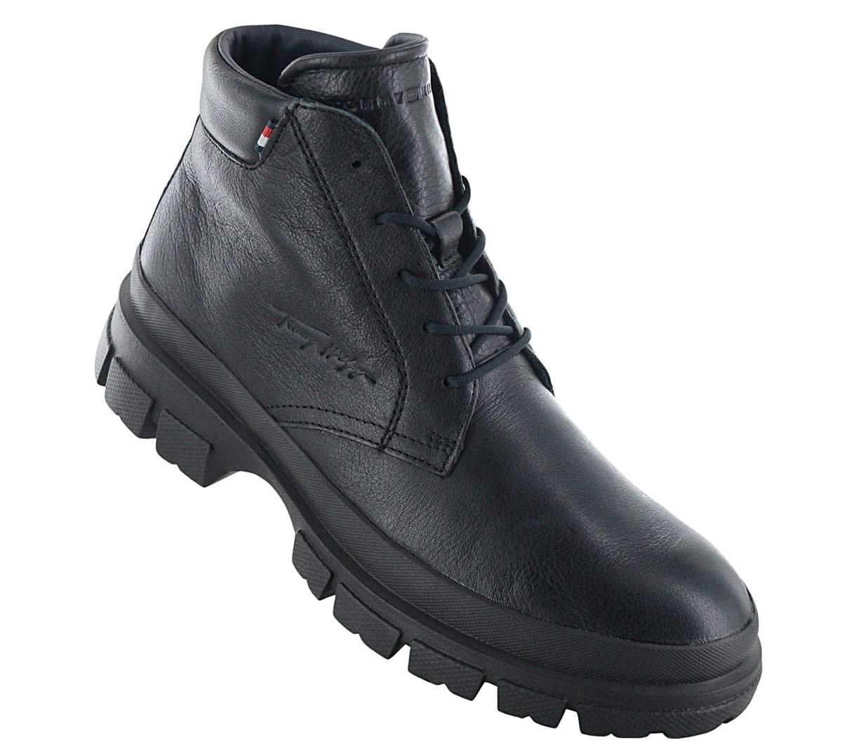 Tommy Hilfiger Warm Chunky Leather Hybrid Boot - Herren Stiefel Leder Schwarz FM0FM03799 - BDS - Brandstyle24