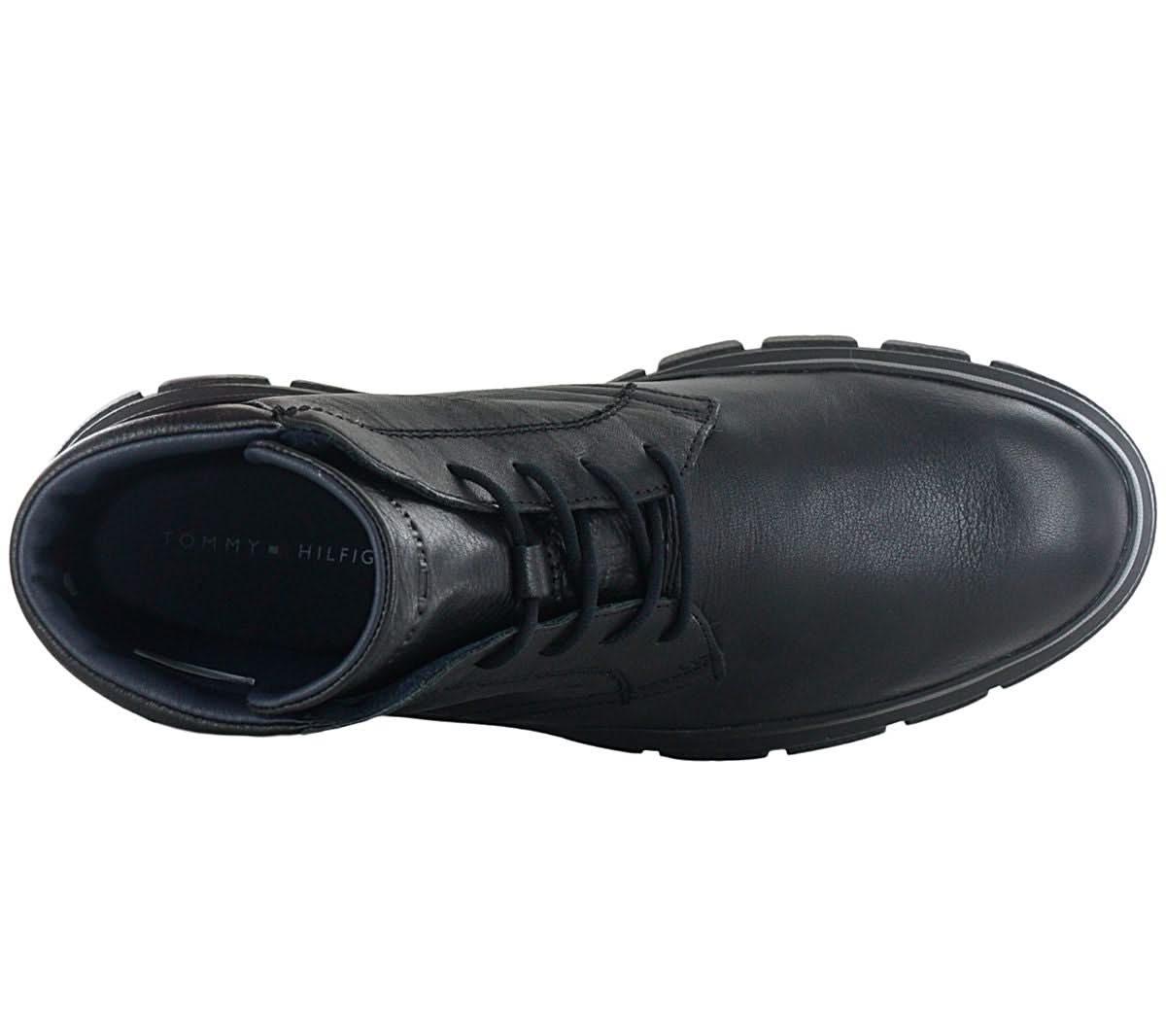 Tommy Hilfiger Warm Chunky Leather Hybrid Boot - Herren Stiefel Leder Schwarz FM0FM03799 - BDS - Brandstyle24