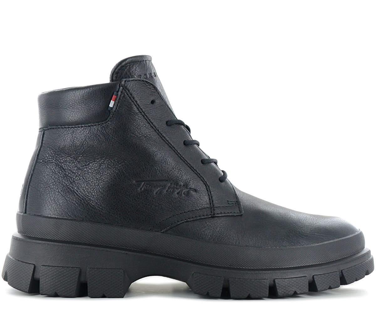 Tommy Hilfiger Warm Chunky Leather Hybrid Boot - Herren Stiefel Leder Schwarz FM0FM03799 - BDS - Brandstyle24