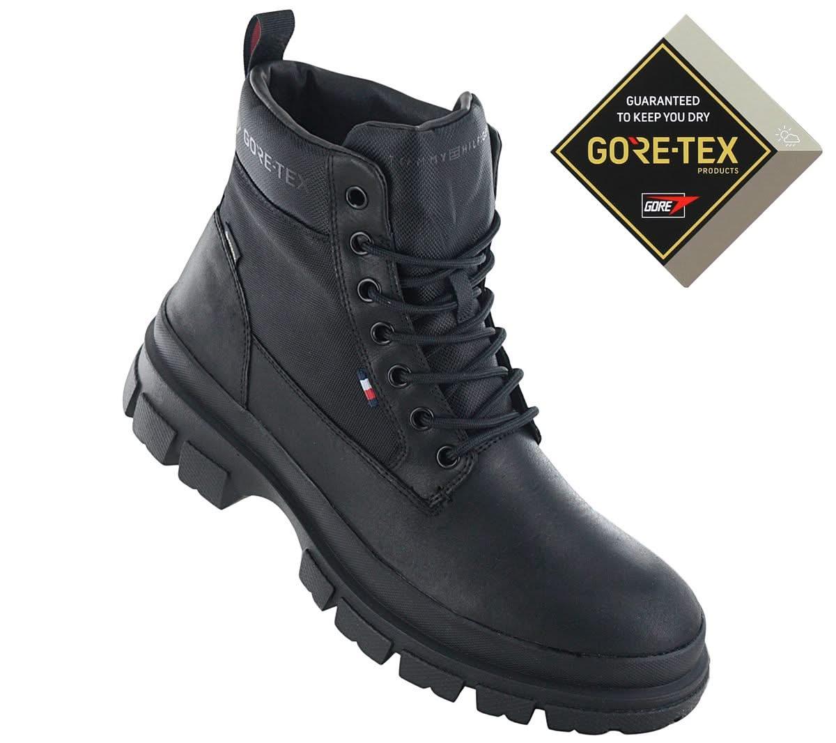 Tommy Hilfiger Chunky Leather Hybrid Boot GTX - GORE - TEX - Herren Stiefel Leder Schwarz FM0FM03800 - BDS - Brandstyle24